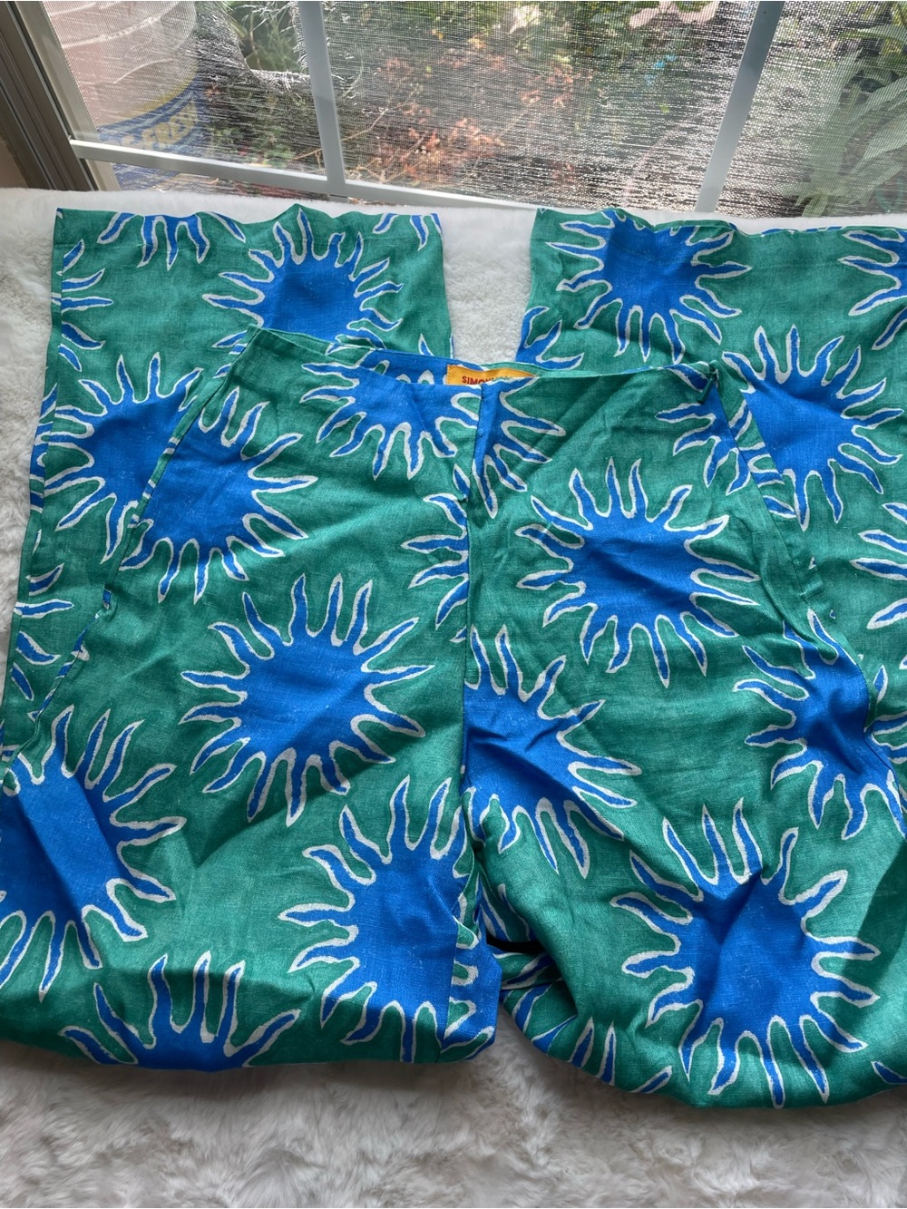 Simon Miller Blue & Green Wide-Leg Printed Pants - Picture 4 of 9